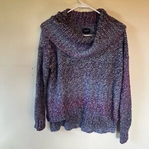 American Eagle Outfitters Womens Sweater Size M Cowl Neck Purple Ombré Pullover